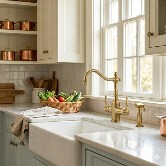 Robinet Mitigeur de Cuisine Style Rétro – Laiton Massif Brossé