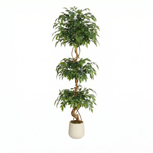 Plante Artificielle Ficus à Tronc Tressé - 3 Étages (180 cm)