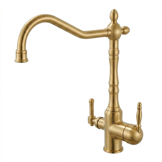 Robinet Mitigeur de Cuisine Style Rétro – Laiton Massif Brossé